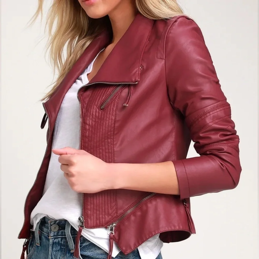 LULU’S Up On A Tuesday Burgundy Vegan Leather Jacket